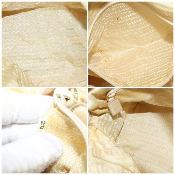 PRADA Chain Hand Bag Nylon Beige Gold Auth mr979 - Picture 16 of 16